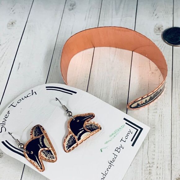 ‎Silver Touch Copper Duck Cuff Earrings Set - Picture 3 of 3